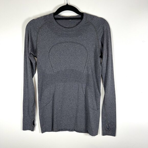 Lululemon Swiftly Tech Long Sleeve Crew‎ Sz 8 Gray Thumbholes Workout Yoga - Picture 1 of 8
